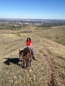 Theresa on Dreamy with Denver in the background