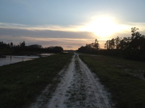 sun going down along the C-18