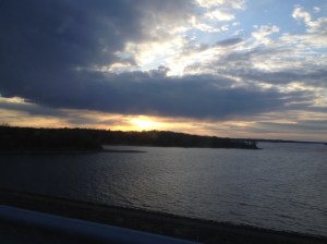 sunset over the lake